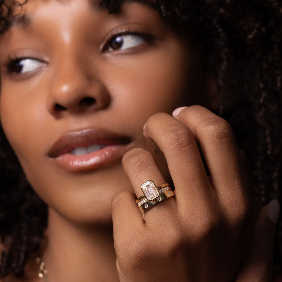 The Lira Ring - Inset Statement Wedding Ring