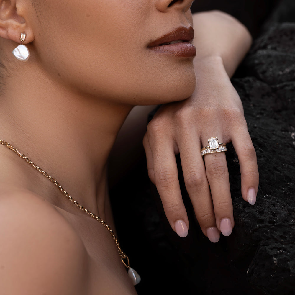 The Audrey Ring - Emerald Bezel Solitaire