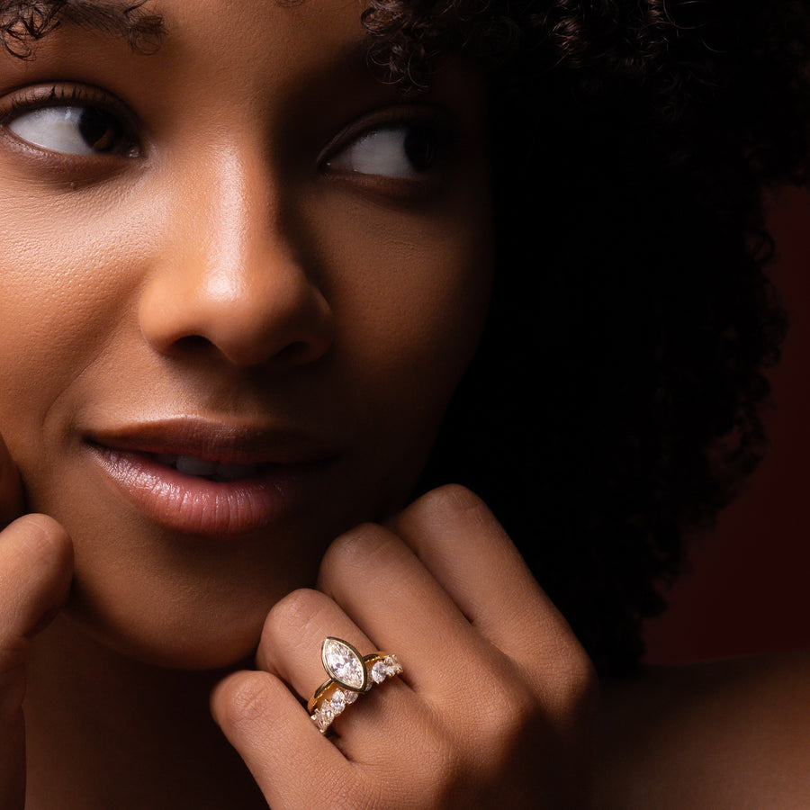 The Saphira Ring - Slanted Marquise Wedding Ring
