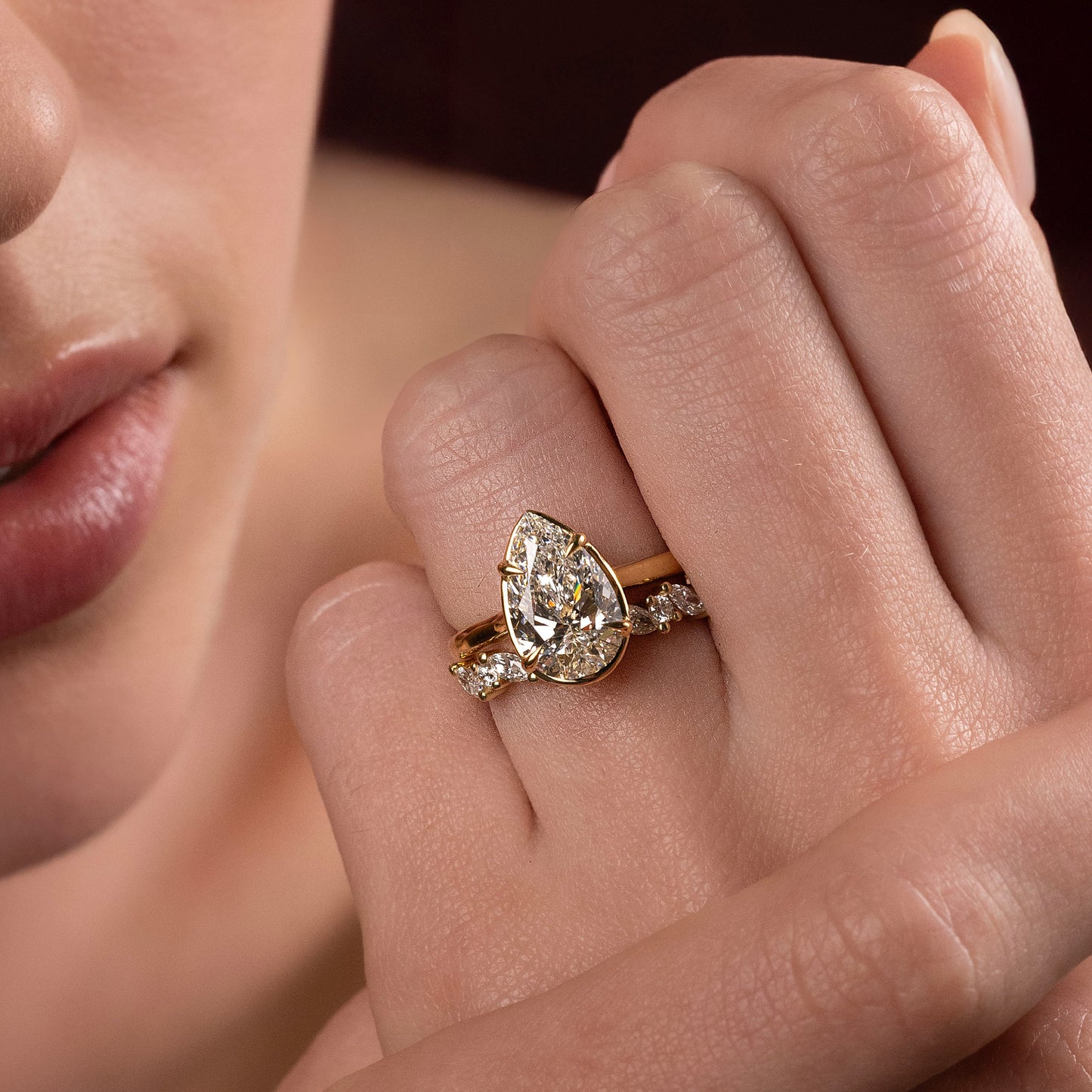 The Sophia Ring - Pear Cathedral Georgian Solitaire