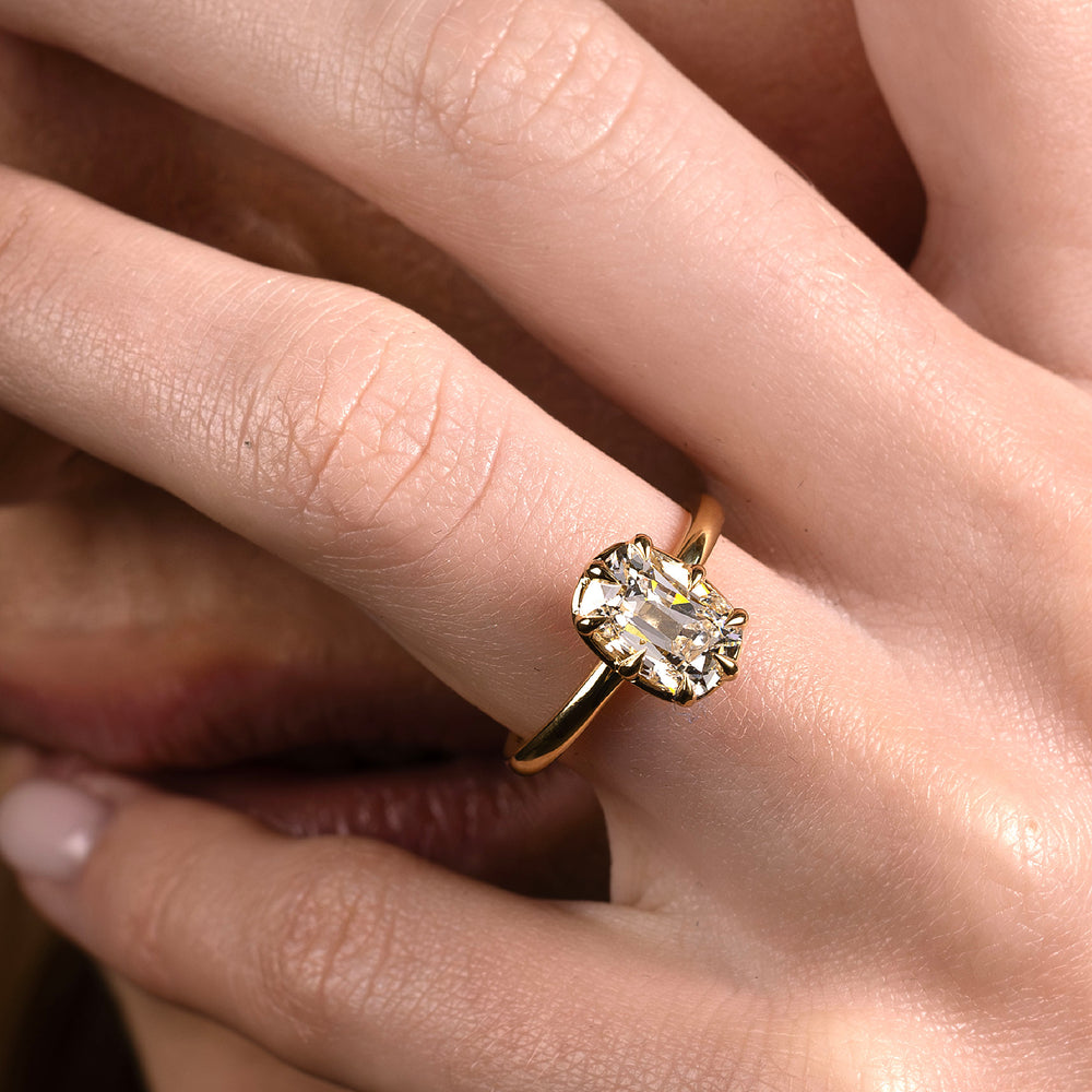 
                      
                        The Ophelia Ring - Elongated Cushion Georgian Solitaire
                      
                    