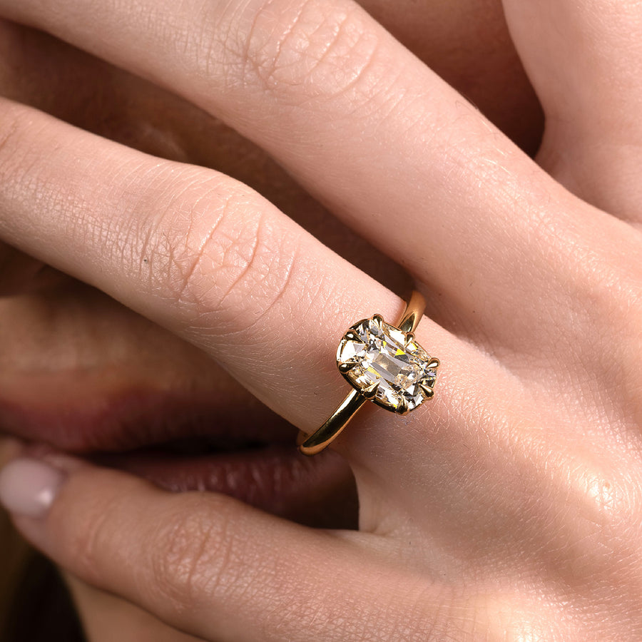 The Ophelia Ring - Elongated Cushion Georgian Solitaire