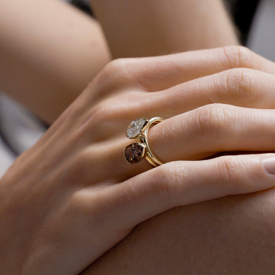 The Sophia Ring - Pear Half Bezel Solitaire
