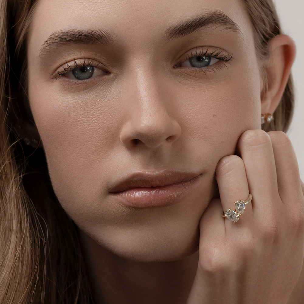 The Nadine Ring - Pear and Oval Organic Curved Toi et Moi