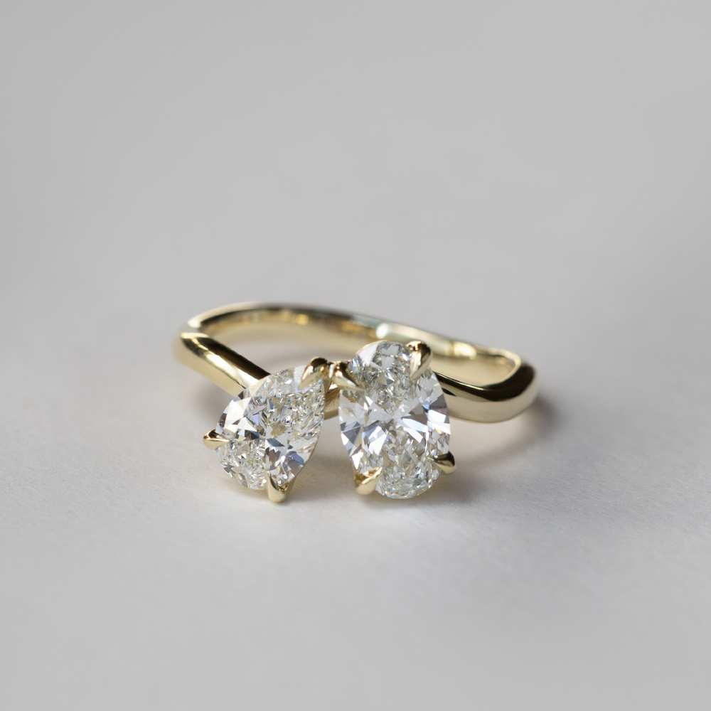 
                      
                        The Nadine Ring - Pear and Oval Organic Curved Toi et Moi
                      
                    