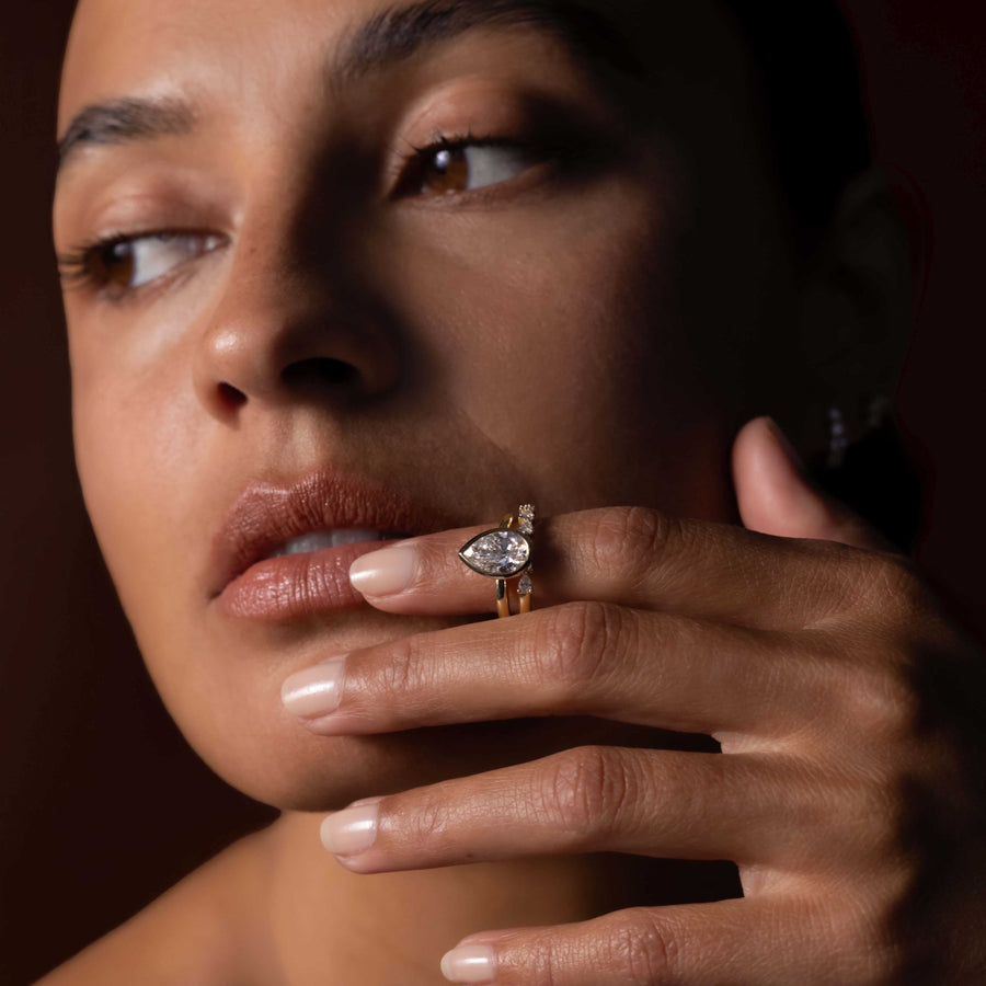 The Lucie Ring - Horizontal Pear Wedding Ring