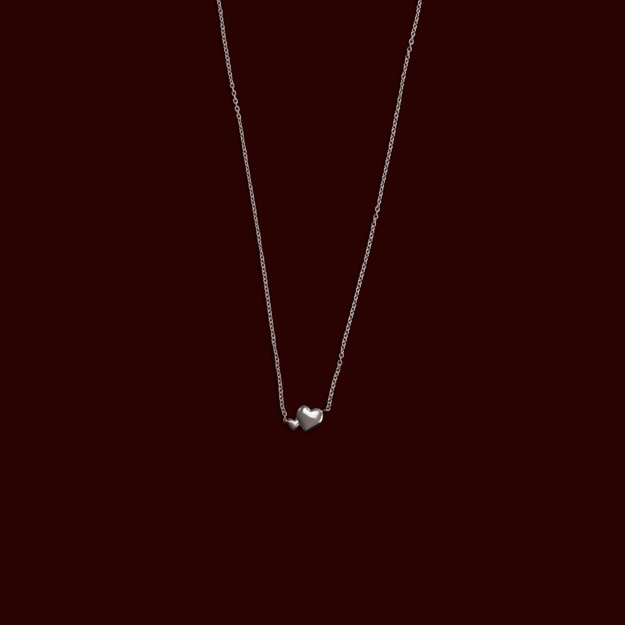 The Arabella Toi et Moi Plain Heart Necklace