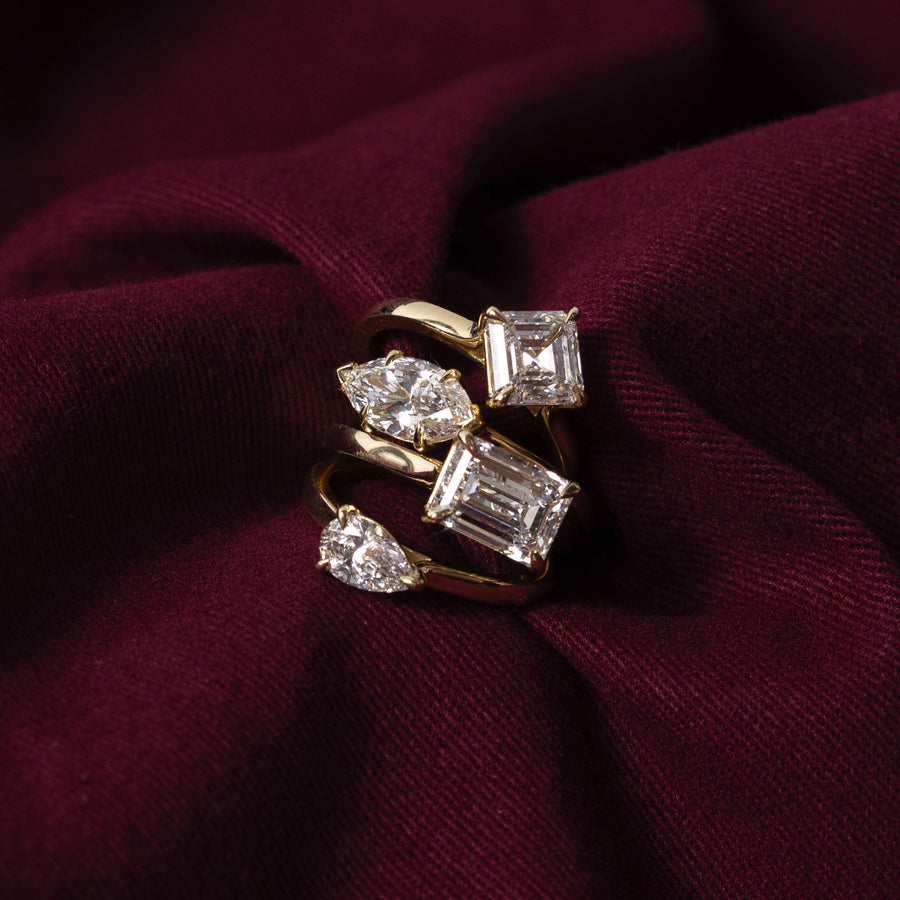 The Sophia Ring - East-West Pear Cathedral Solitaire