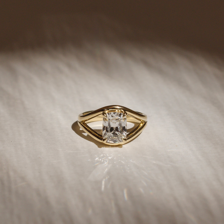 The Elise Ring - Split Shank Elongated Cushion Solitaire