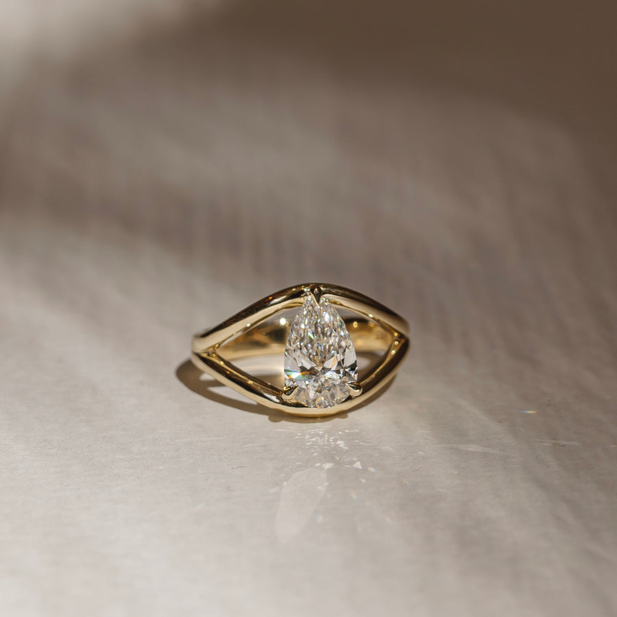 The Elise Ring - Split Shank Pear Solitaire