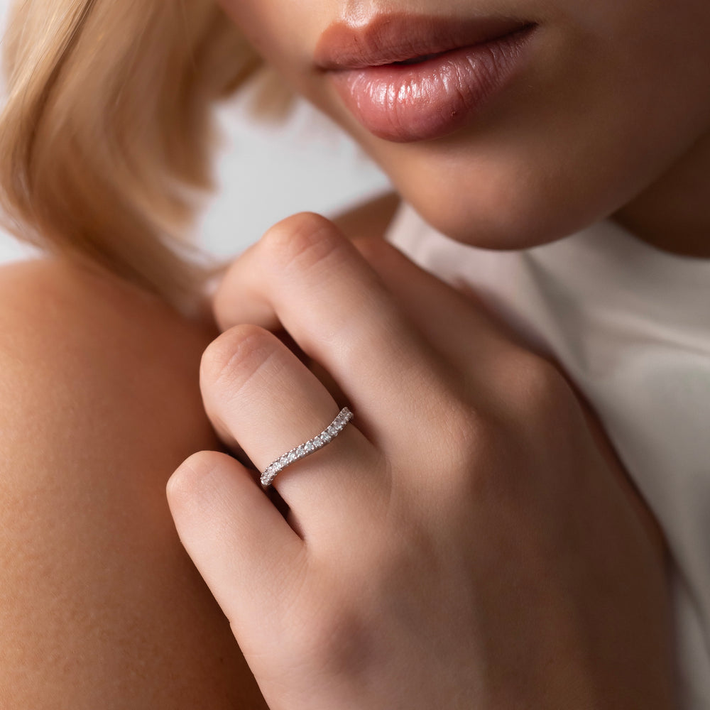 
                      
                        The Camille Ring - Curved Pavé Wedding Band
                      
                    