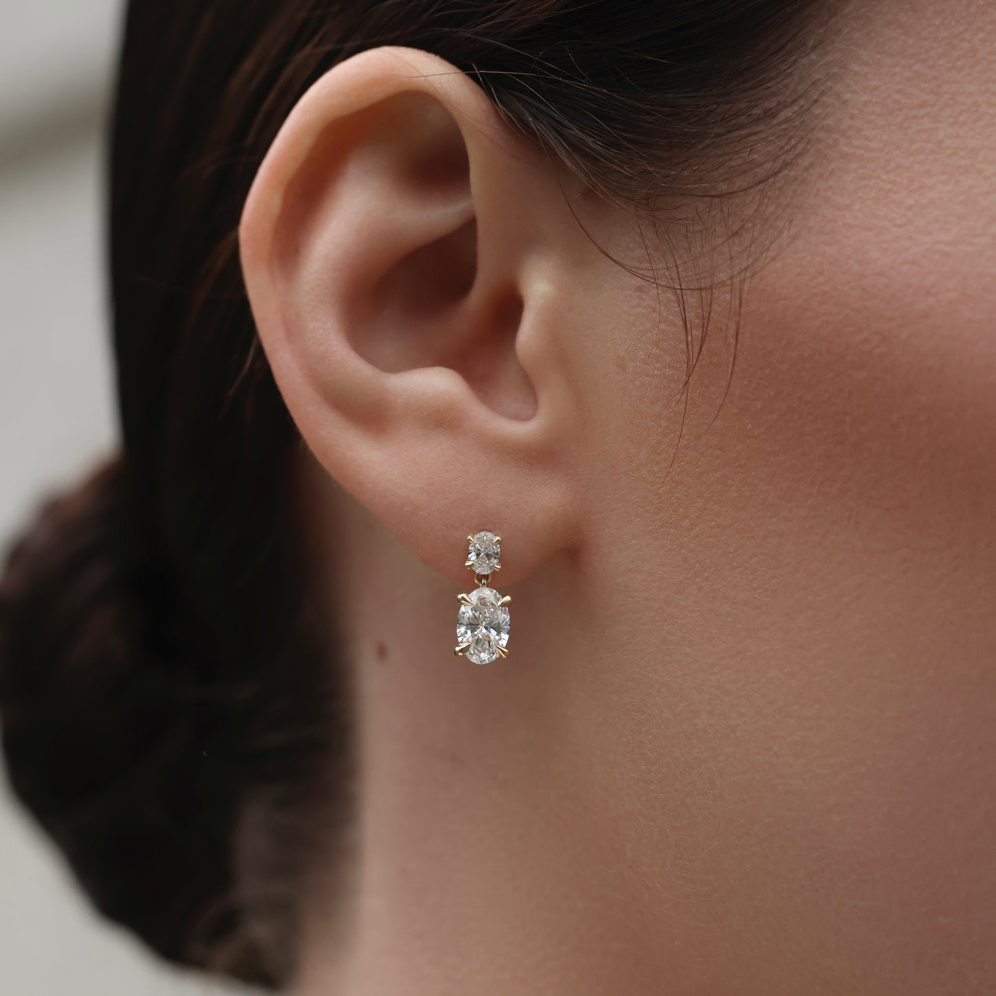 The Arietta Earrings - 2.4CTTW Lab Diamond Oval Double Drop Earrings