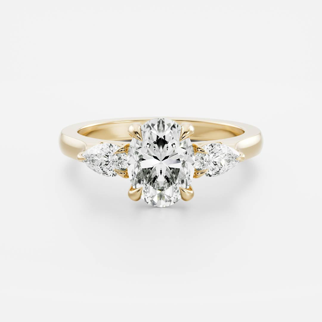 The Florence Ring - 1.5ct Moissanite Oval & Pear Trilogy