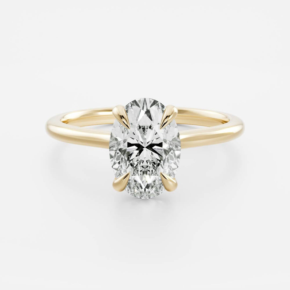 The Luise Ring - 2.1ct Moissanite Cathedral Oval Solitaire