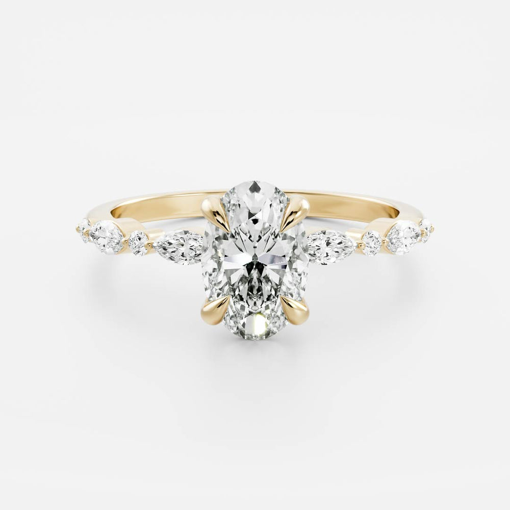 The Avery Ring - 2.1ct Moissanite Oval Solitaire with Marquise Band