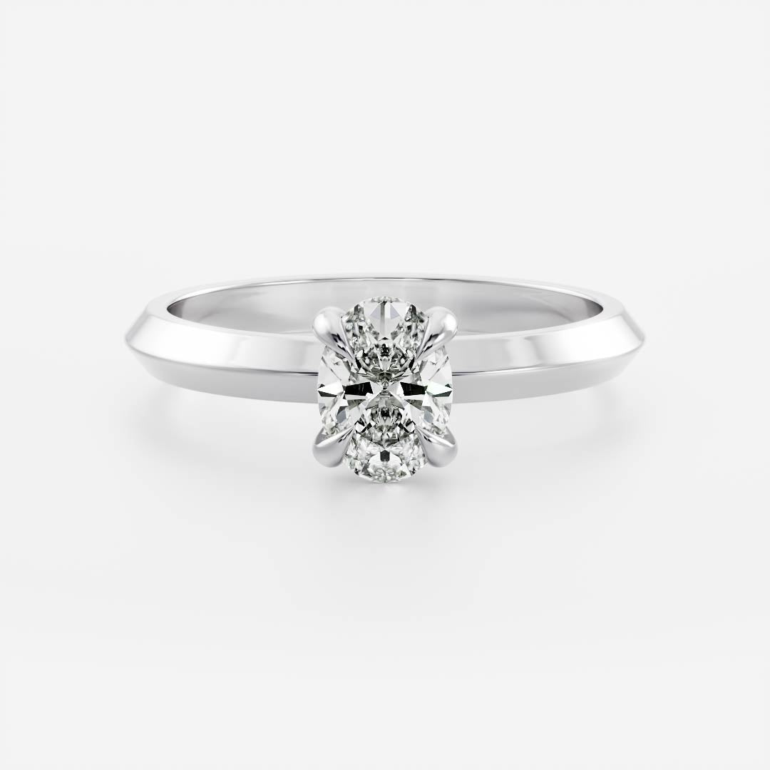 The Luise Ring - Oval Solitaire With Knife Edge Band