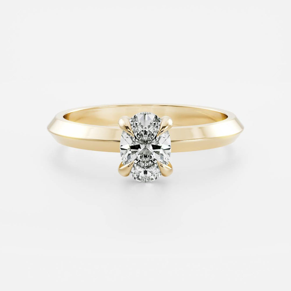 The Luise Ring - Oval Solitaire With Knife Edge Band