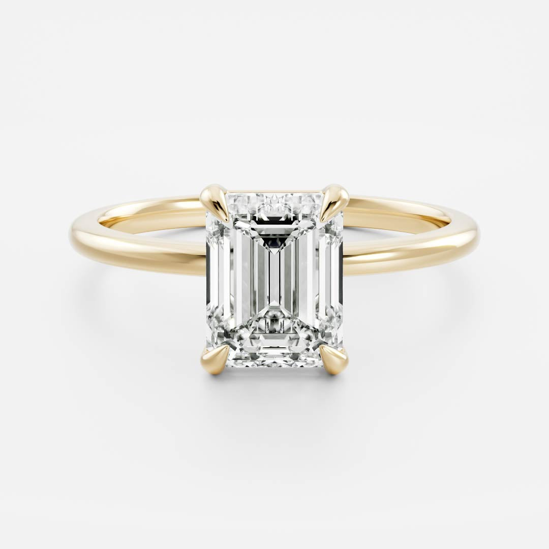 The Audrey Ring - 1.9ct Moissanite Emerald Solitaire with Hidden Halo