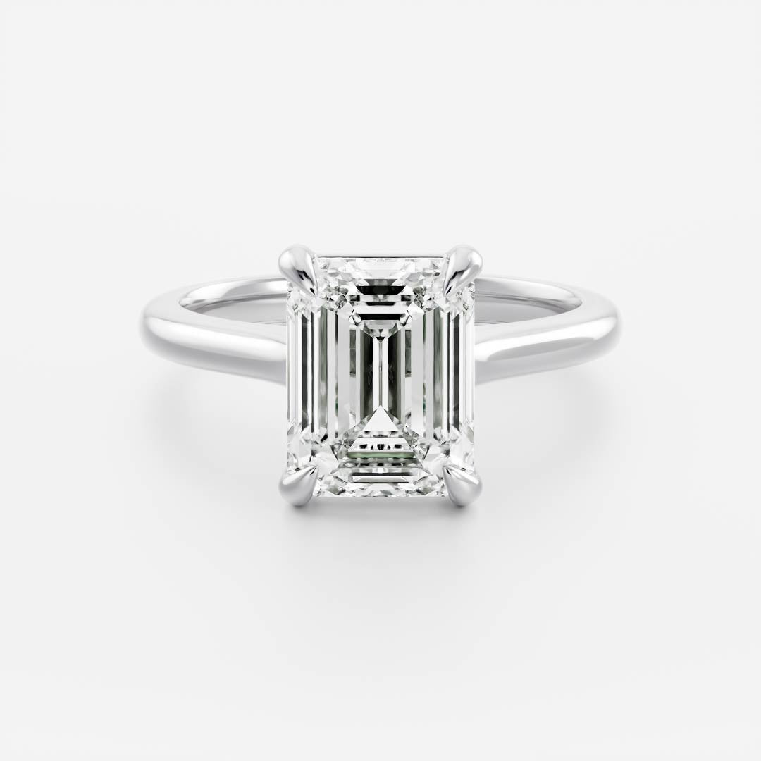 The Audrey Ring - 1.52ct Lab Grown Emerald Cathedral Solitaire With Hidden Halo