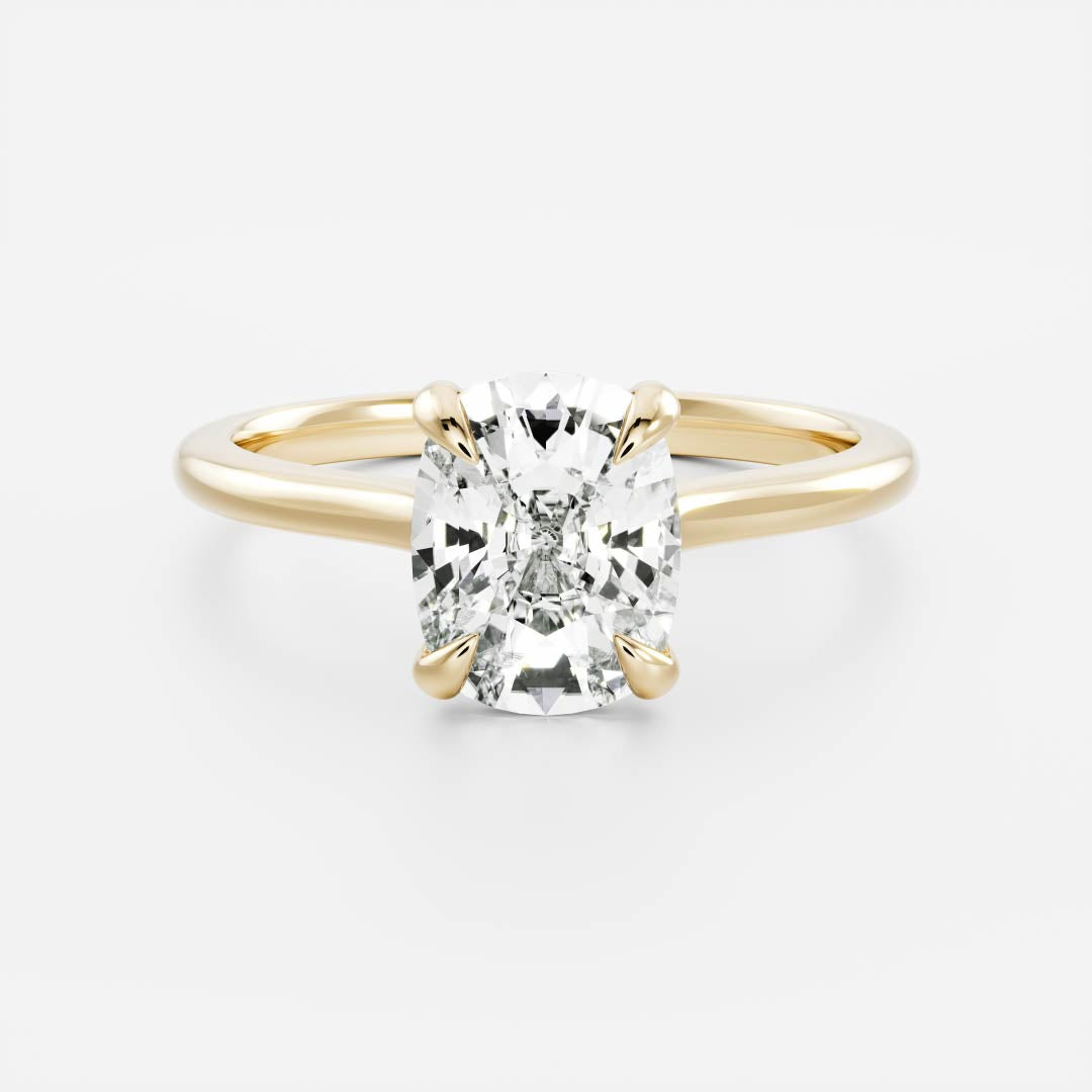 The Ophelia Ring - Elongated Cushion Cathedral Solitaire