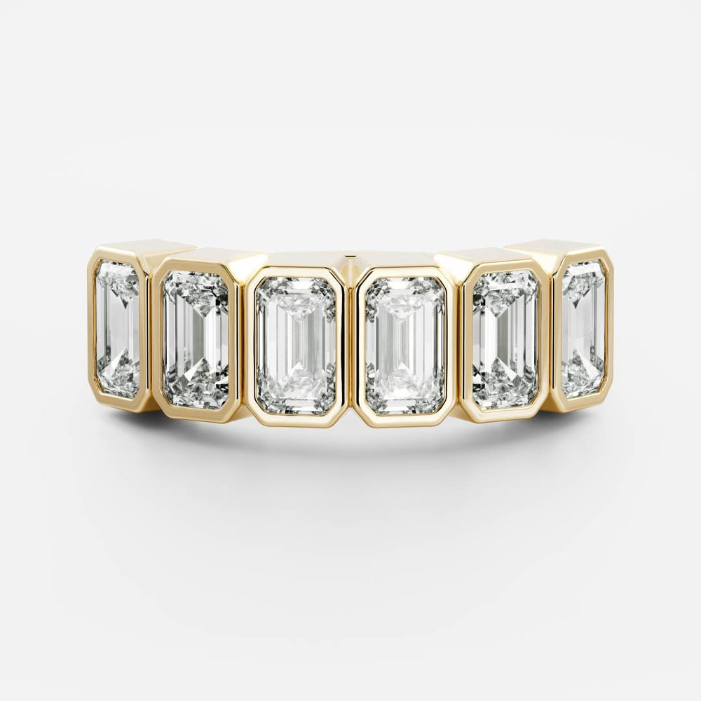 The Harper Emerald Bezel Ceremonial Ring - 5x3mm Emerald Cut Moissanite