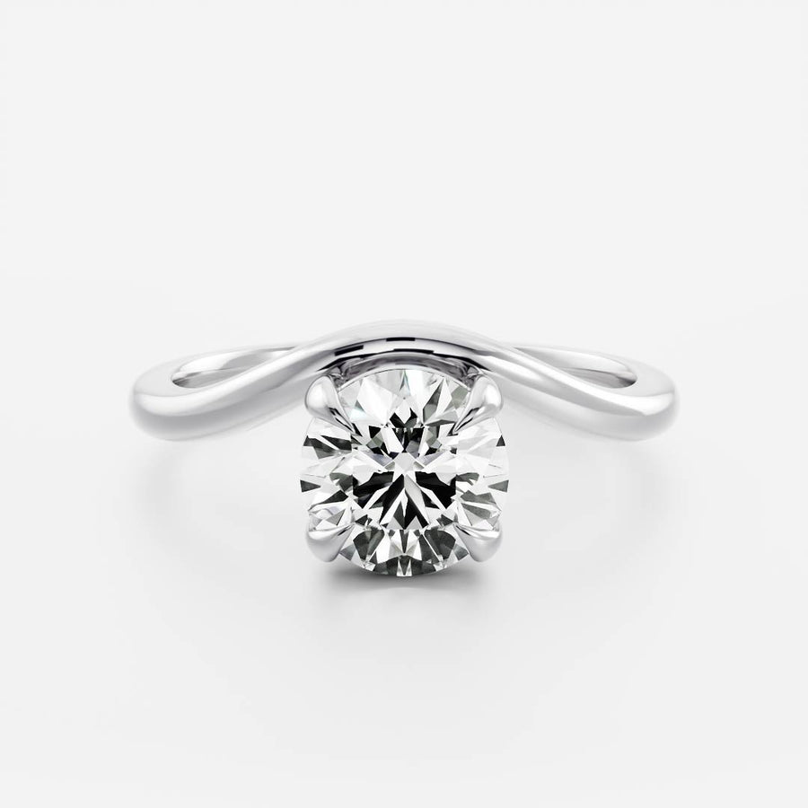 The Maya Ring - Round Curved Solitaire