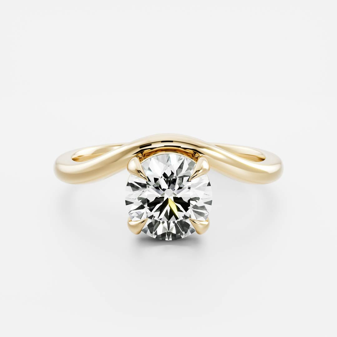 The Maya Ring - Round Curved Solitaire