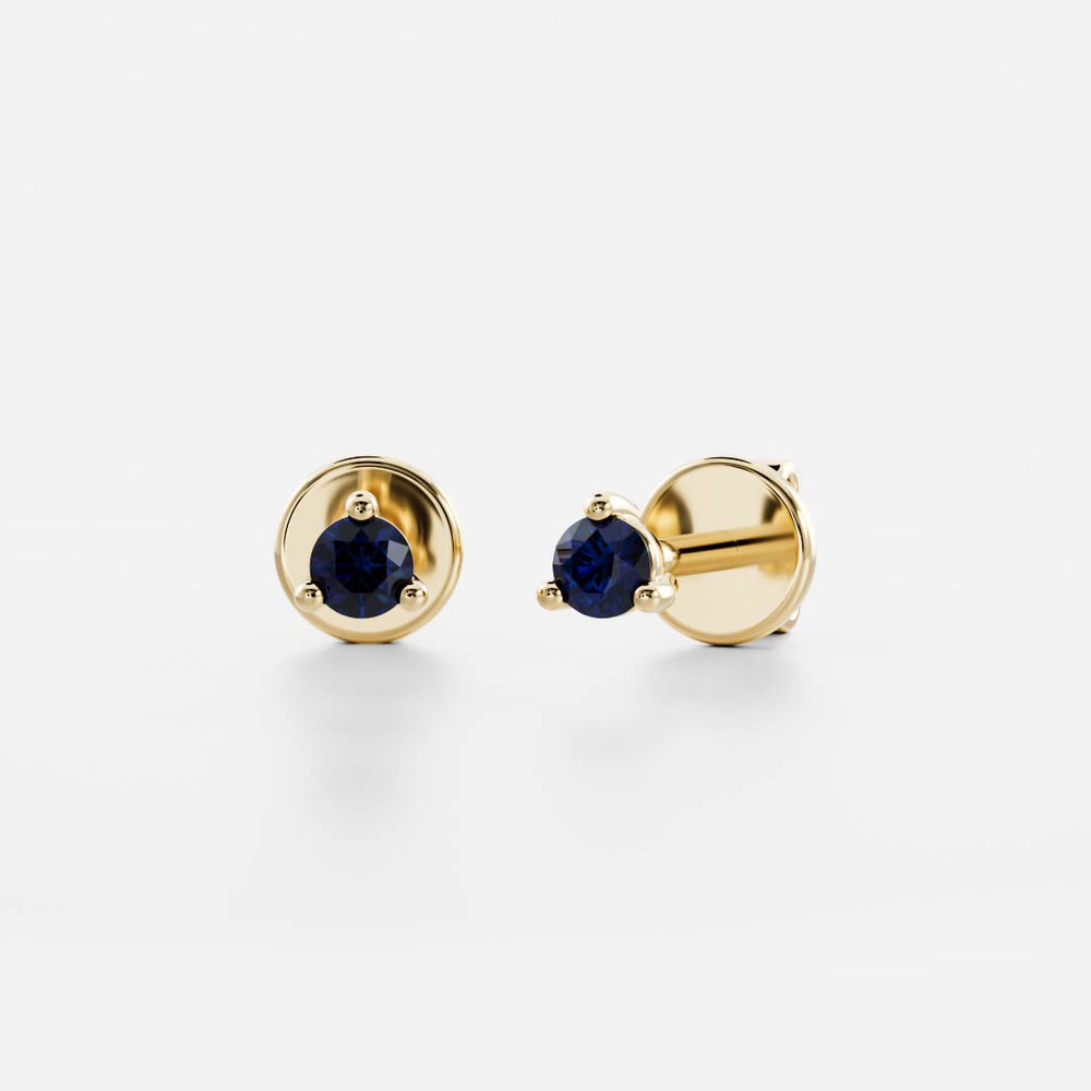 The Signature Round Cultured Sapphire Studs - 0.06ct Cultured Sapphire