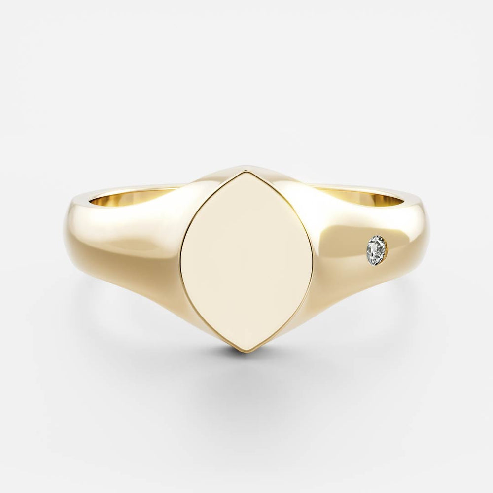 Signature Marquise Signet Ring - Inlaid Moissanite