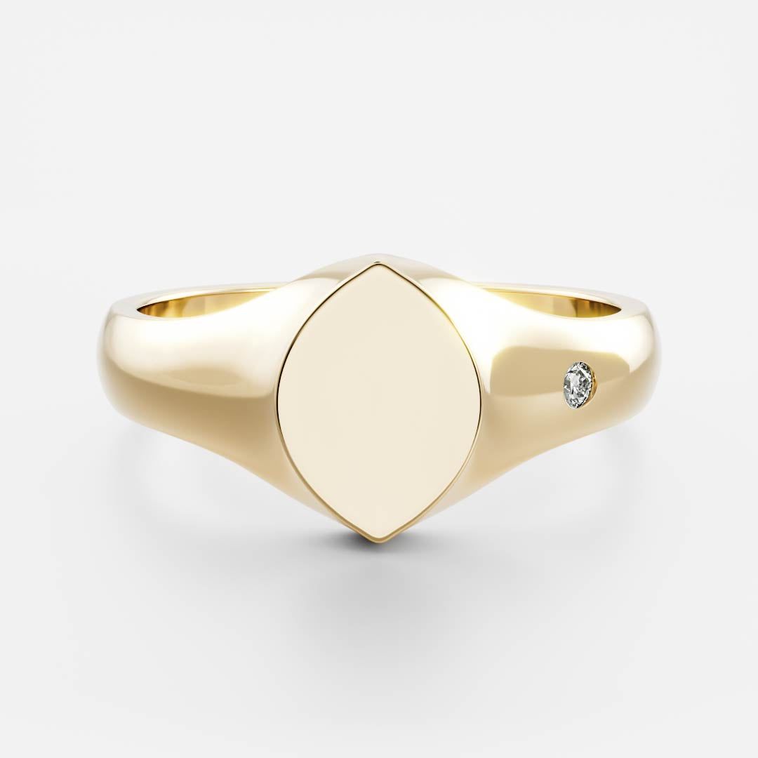 Signature Marquise Signet Ring - Inlaid Moissanite