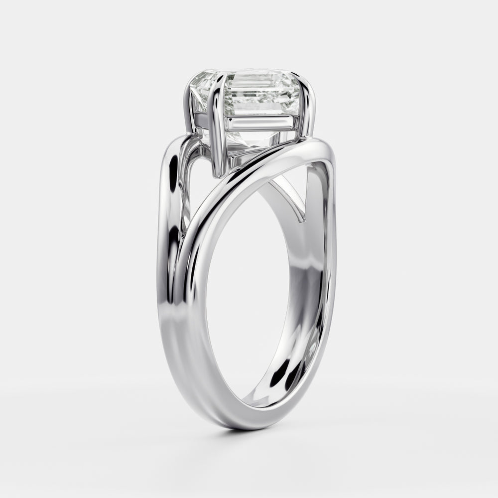 
                      
                        The Aleasa Ring - Split Shank East-West Asscher Solitaire
                      
                    