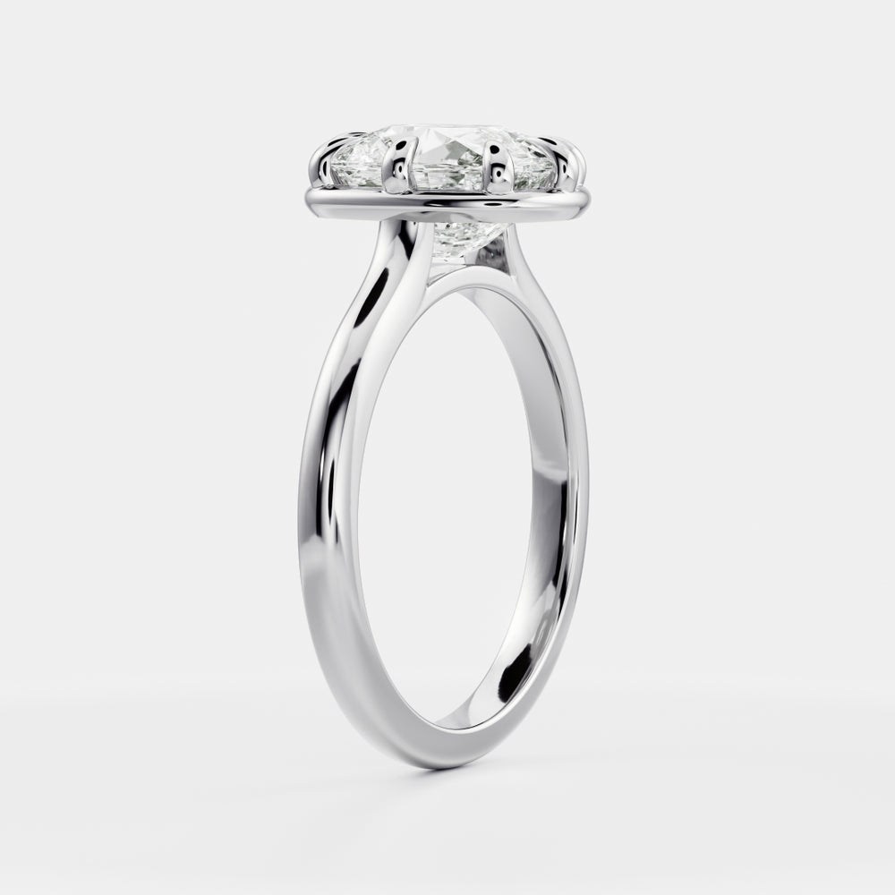 
                      
                        The Ophelia Ring - Elongated Cushion Cathedral Georgian Solitaire
                      
                    