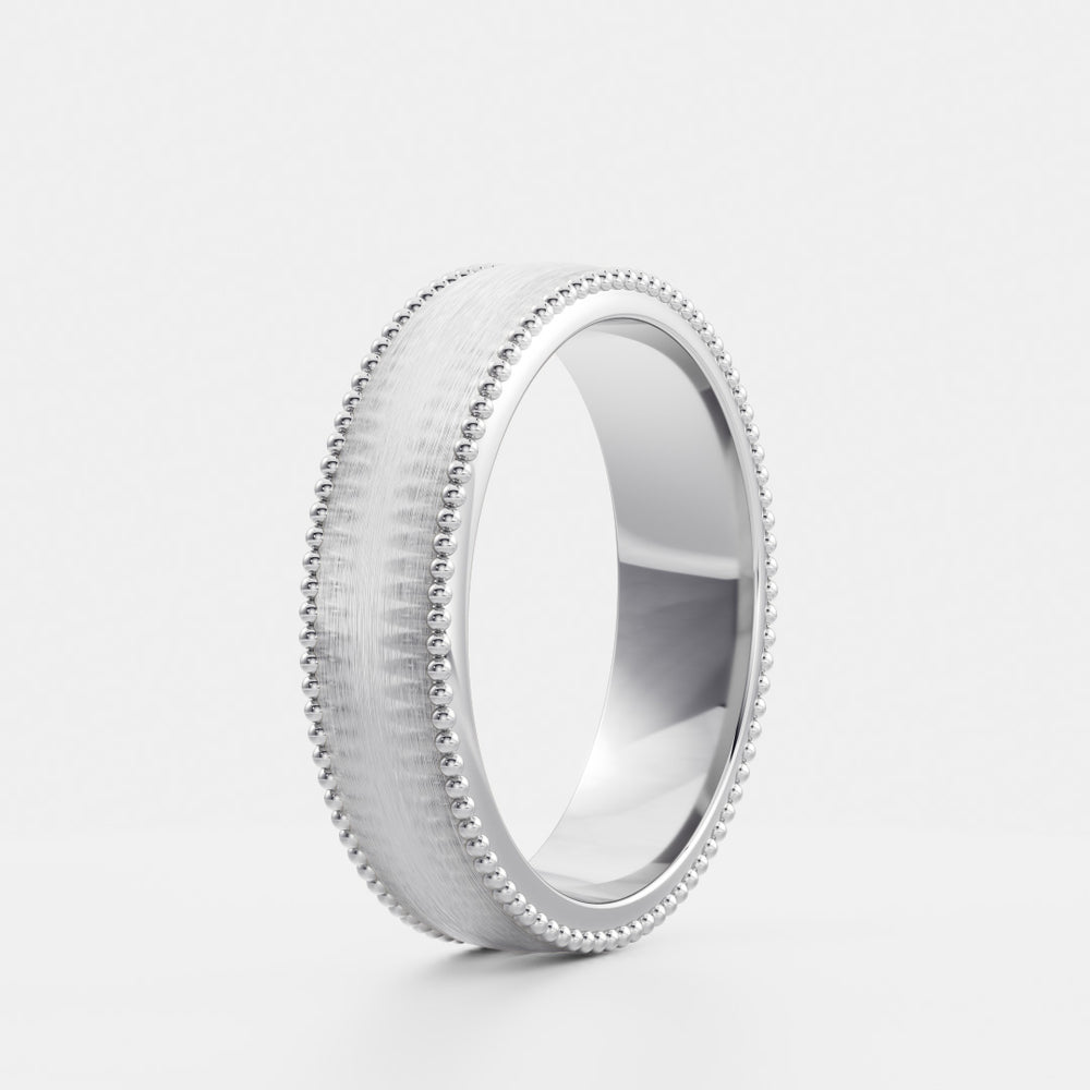 
                      
                        The Erasmuz Ring - Brushed Milgrain-Detail Men's Ceremonial Band
                      
                    