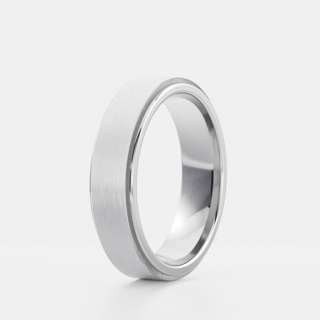 Triton's 8.0mm Comfort Fit Beveled Edge Wedding Band in Tungsten Triton's 8.0mm Comfort Fit Beveled Edge Wedding Band in Tungsten