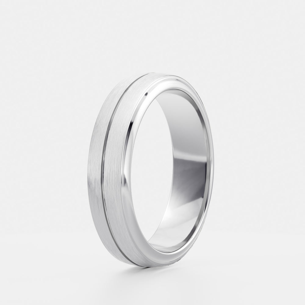 
                      
                        The Nikos Ring - Singular Grooved Brushed Men's Ceremonial Band
                      
                    