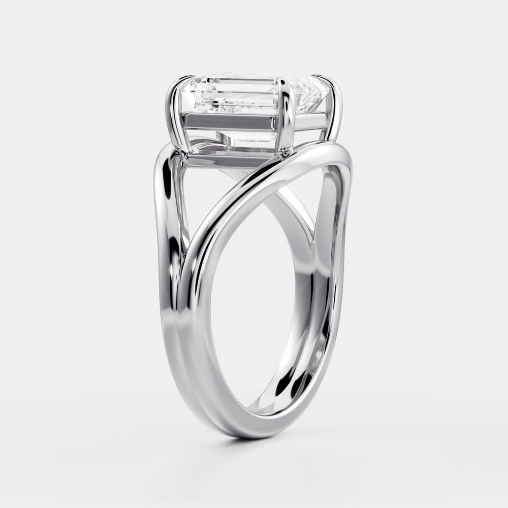 
                      
                        The Elise Ring - 2.8ct Moissanite Split Shank Emerald Solitaire
                      
                    