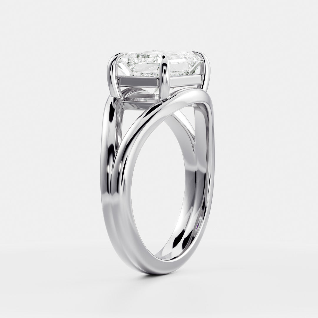 The Aleasa Ring - 3.5ct Moissanite Split Shank East-West Emerald Solitaire