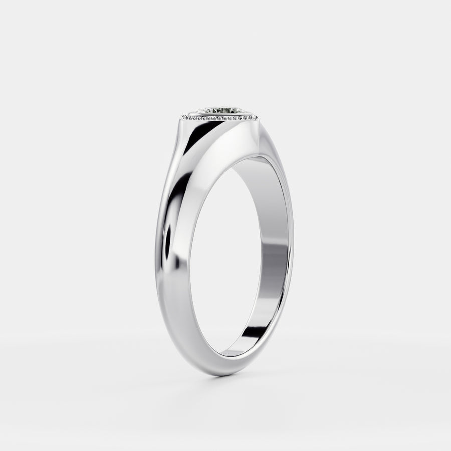 The Romy Ring - Signature Heart Milgrain Signet - 9K White Gold
