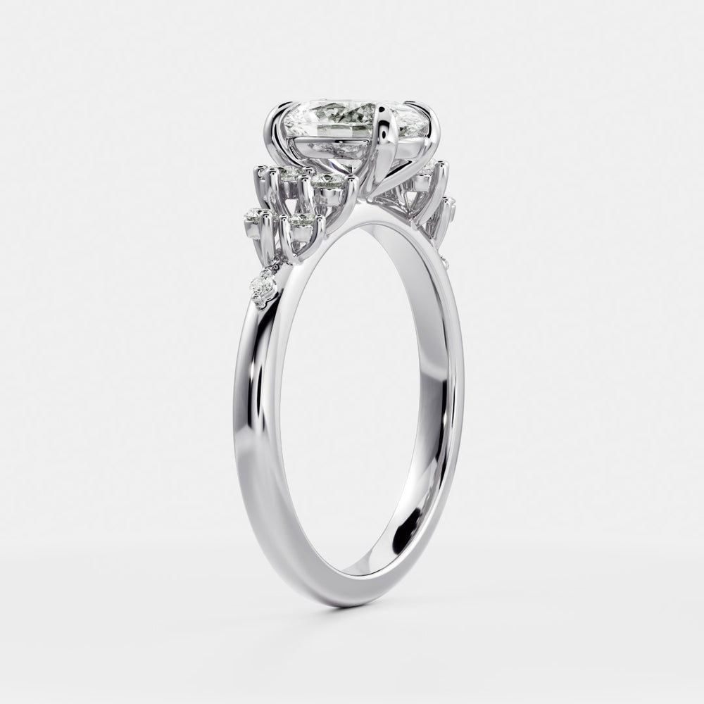 
                      
                        The Aurora Ring - Oval with Round Brilliant Accents
                      
                    