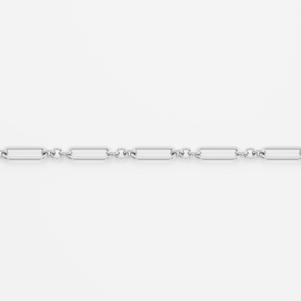 9k White Gold Paperclip Figaro Chain