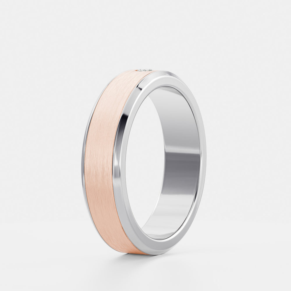 
                      
                        The Adonis Ring - Round Brilliant Inlay Brushed Men's Ceremonial Band
                      
                    