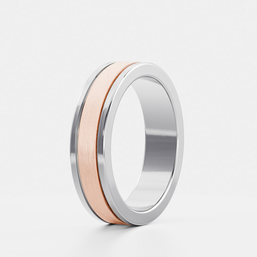
                      
                        The Hugo Ring - Brushed Dual Grooved Men's Ceremonial Band
                      
                    
