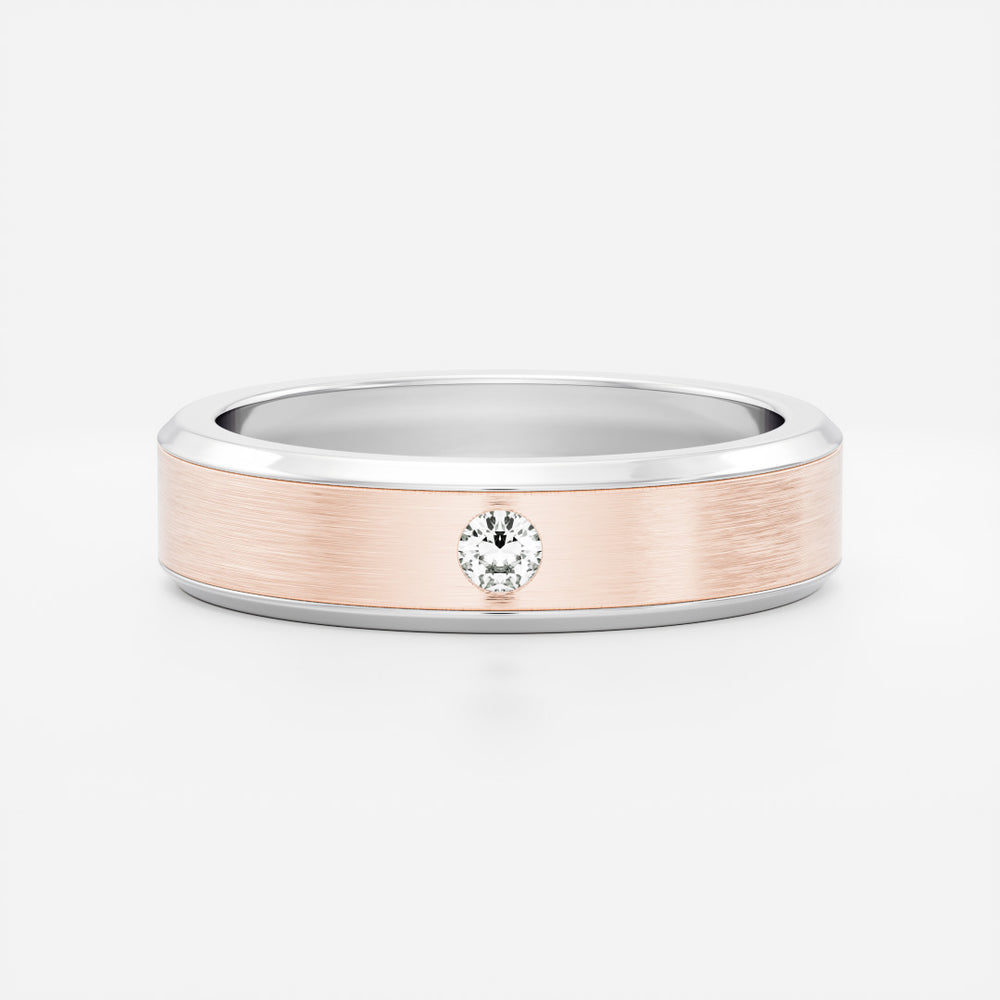 
                      
                        The Adonis Ring - Round Brilliant Inlay Brushed Men's Ceremonial Band
                      
                    