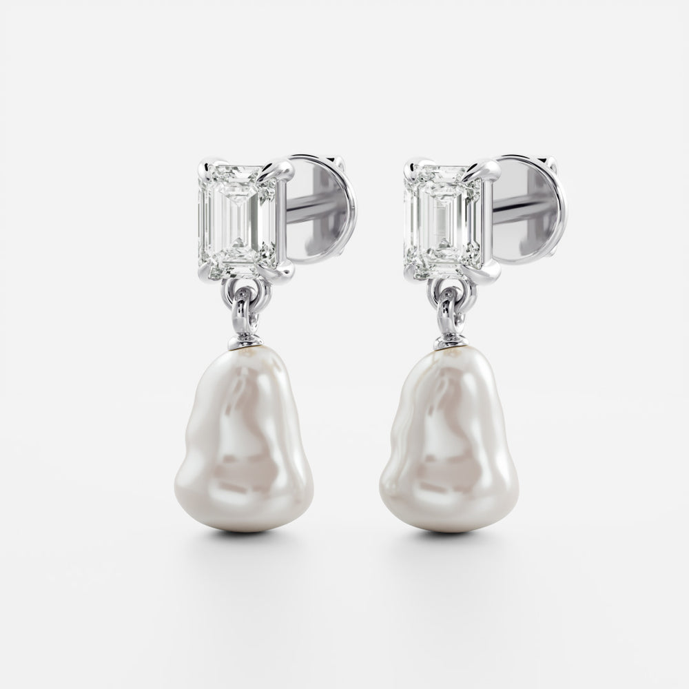 
                      
                        The Angelina Earrings - Keshi Pearl Emerald Drop Earrings
                      
                    