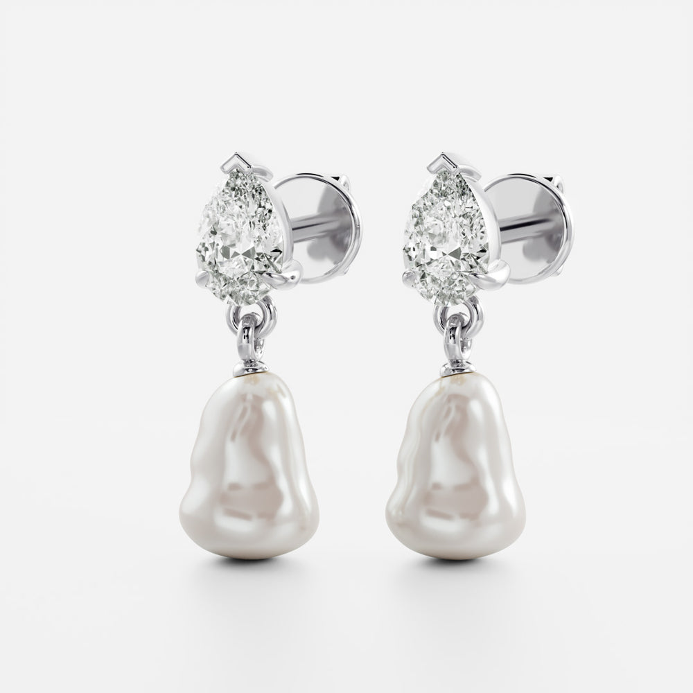 
                      
                        The Angelina Earrings - Keshi Pearl Pear Drop Earrings
                      
                    