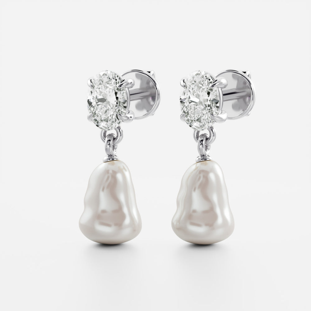 
                      
                        The Angelina Earrings - Keshi Pearl Oval Drop Earrings
                      
                    