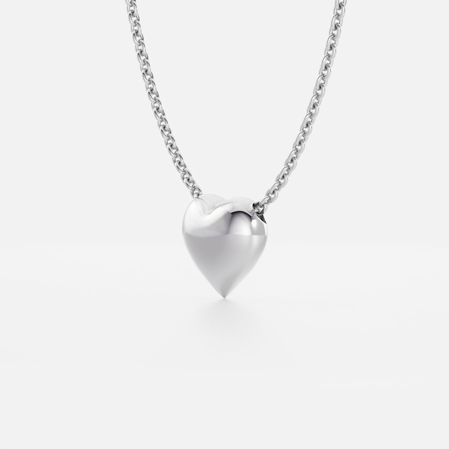 The Adeline Contour Heart Necklace - 9K White Gold