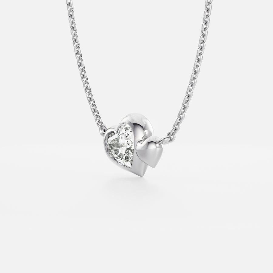 The Arabella Toi Et Moi Heart Necklace - 9K White Gold