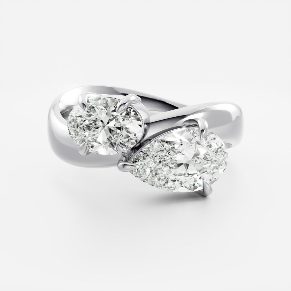 
                      
                        The Maëlys Ring - Oval and Pear Contoured Toi et Moi
                      
                    