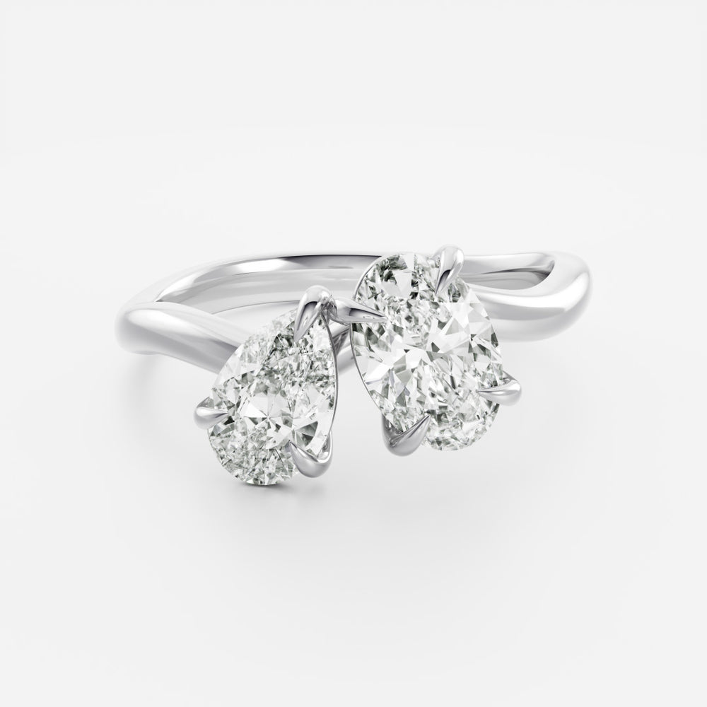 
                      
                        The Nadine Ring - Pear and Oval Organic Curved Toi et Moi
                      
                    